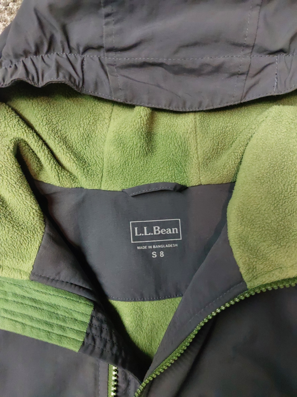 L.L. Bean Kids Hooded Jacket in Gray and Green - Picture 2 of 7